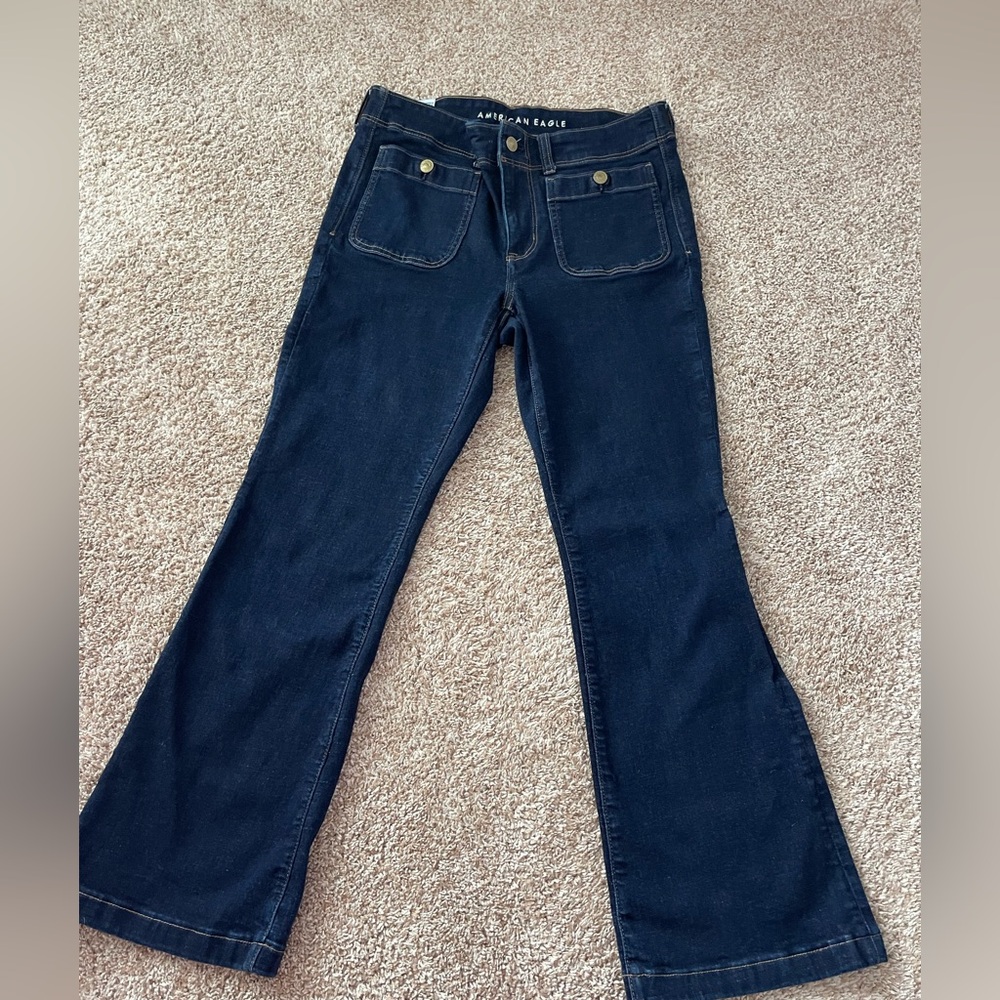 American Eagle Outfitters jeans 12 short kickboot lowrise dark wash